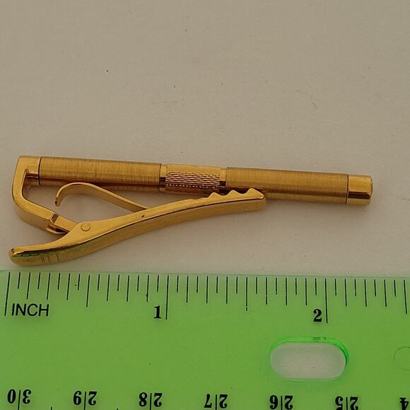 Dunhill Vintage Tie Clasp Clip Bar Round Gold Tone Retro 2inch Designer - Picture 7 of 7